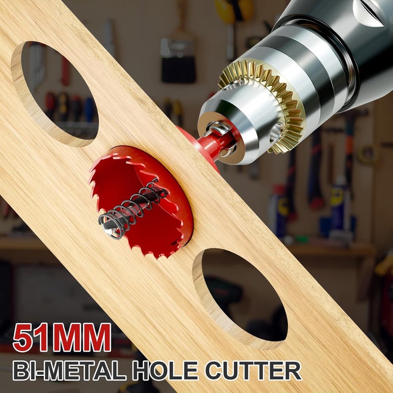 FIVELAKE 2" (51mm) Bi-Metal M42 High Speed Steel Hole Saw with Pilot Drill Bit, Smooth Cutting Edge for PVC, Drywall, Wood, Plastic, Gypsum Board, Rubber, Thin Metal - Image 5